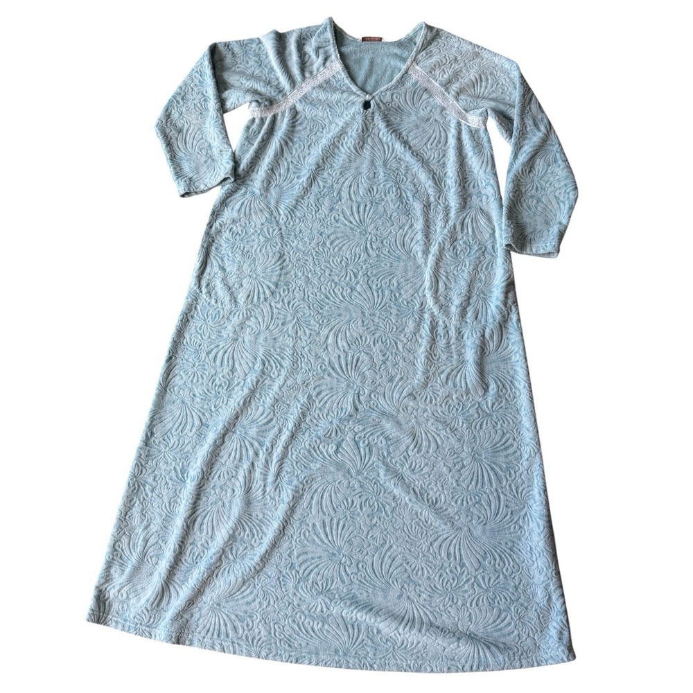 Soft Surroundings Floral Chenille House/Sleep Dress Size Med Maxi Length Pockets